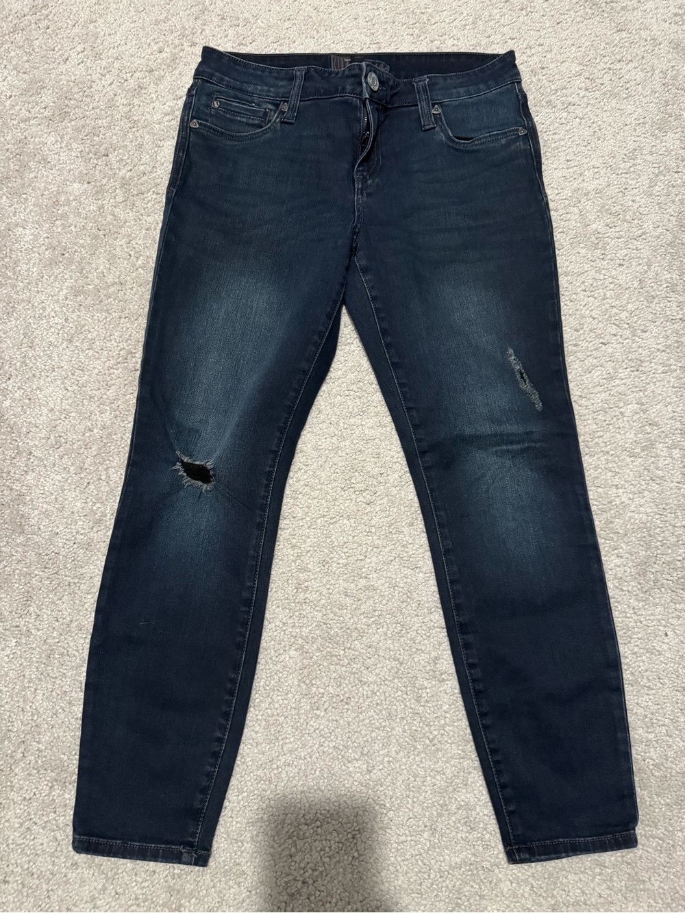 Dark Indigo Skinny Jeans with Subtle Knee Distress